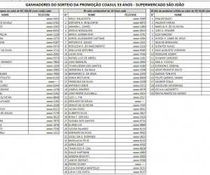  GANHADORES DA PROMOÇÃO COASUL 53 ANOS - SAO JOAO