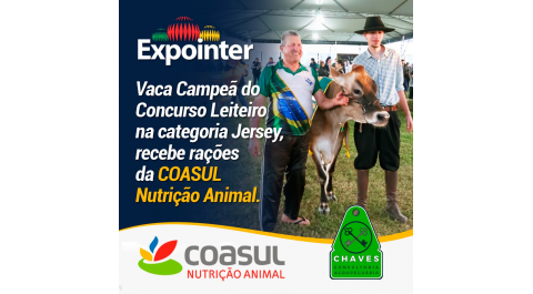 Campeã do Torneio Leiteiro da Expointer recebe rações Coasul Nutrição Animal!